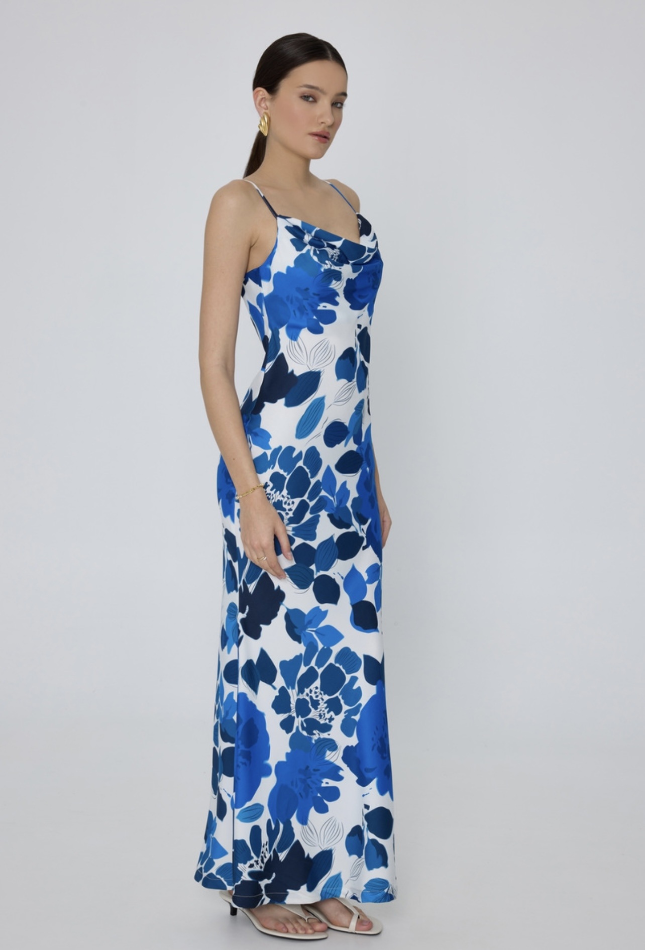 Μαξι σατεν φλοραλ φόρεμα