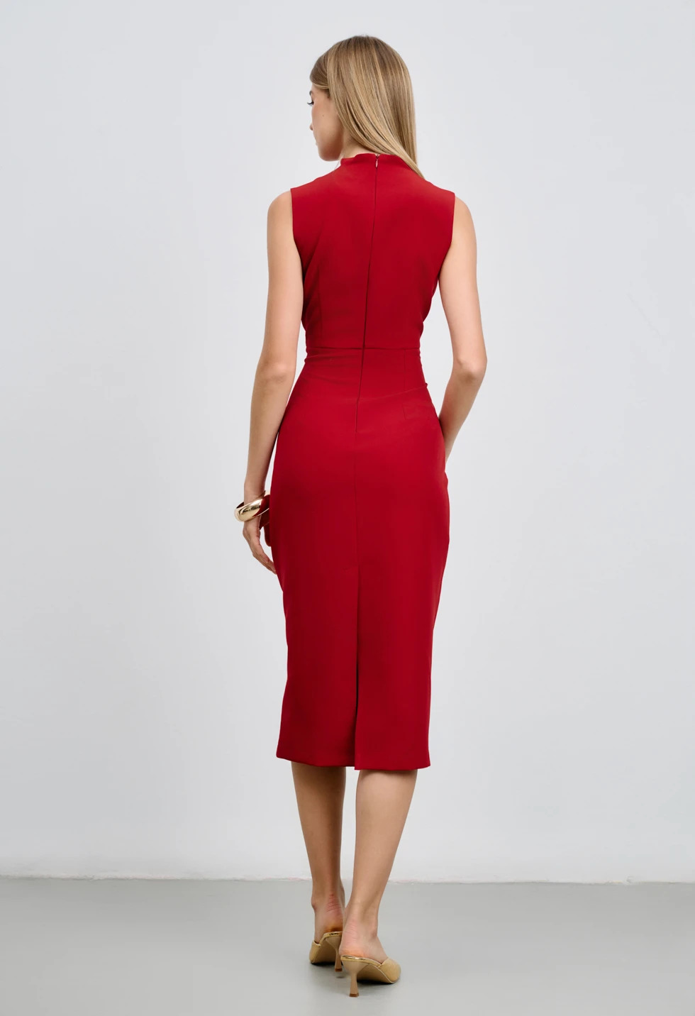 Midi φόρεμα με ζώνη 